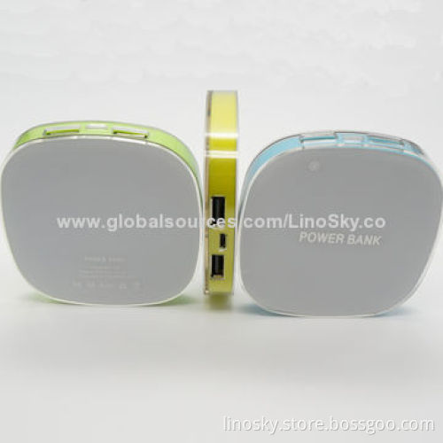 Dual USB port power bank with special stand design, LED torch supported, unbreakable shell